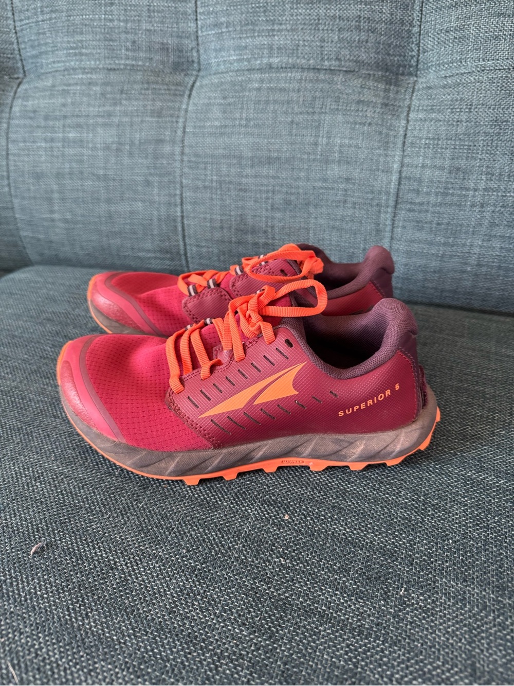 Altra Superior 5 Women's Trail Shoes - Deep Red with Orange Accents